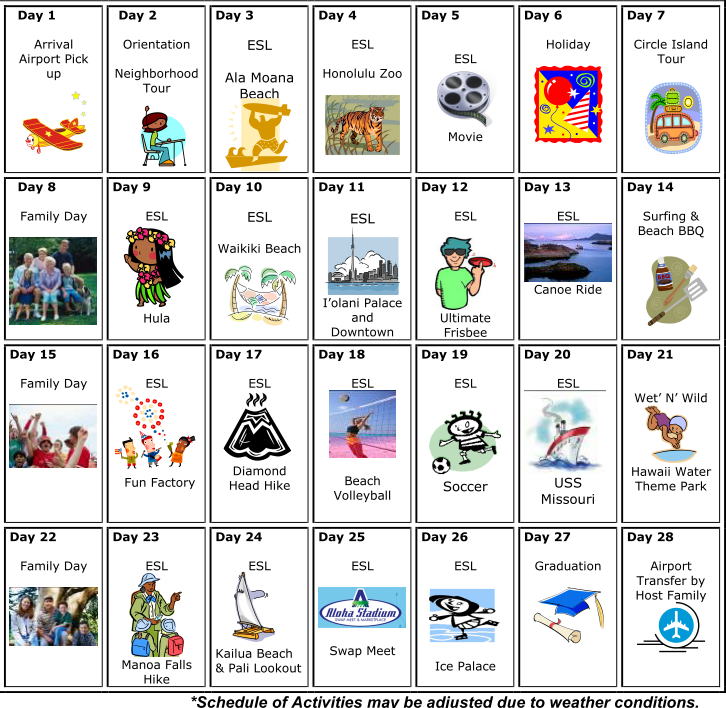 Global Village Teen Activity Program schedule sample